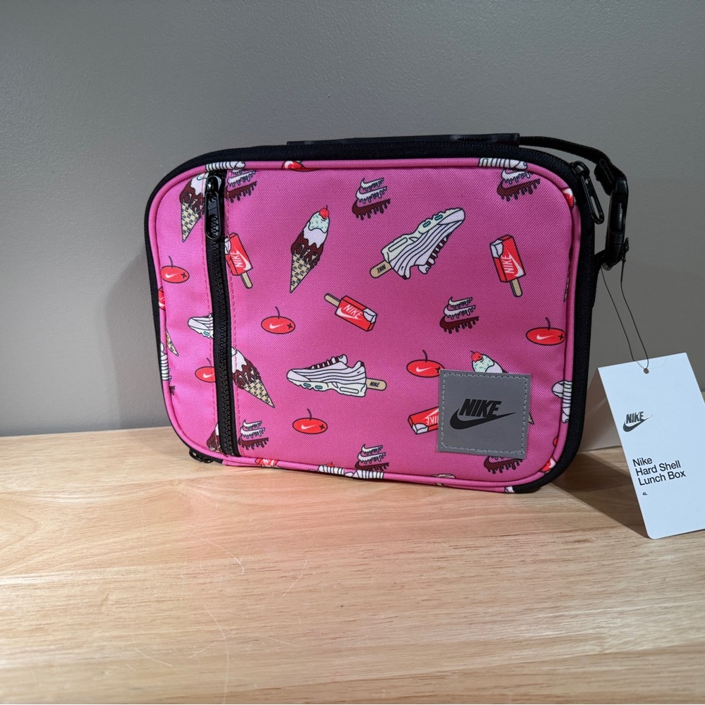 Nike Pink Lunchbox - Ice Cream Tennis Shoes Print Handle and Hardshell liner